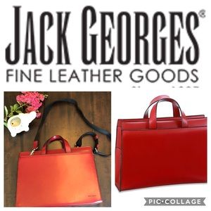 Red leather laptop tote w/removable strap 👜